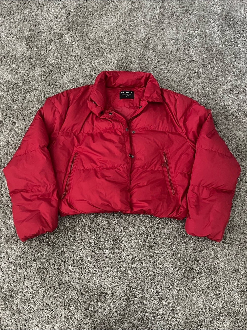 Athleta Red Summit Down Puffer Jacket Women Size M